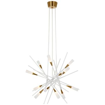 Stellar LED Chandelier in Matte White and Antique Brass by Visual Comfort Signature