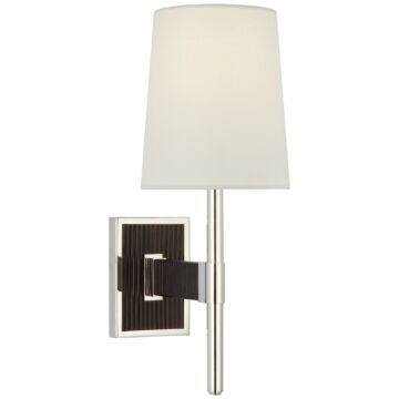 Elle LED Wall Sconce in Polished Nickel and Black Rattan by Visual Comfort Signature