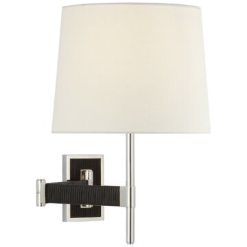 Elle LED Wall Sconce in Polished Nickel and Black Rattan by Visual Comfort Signature