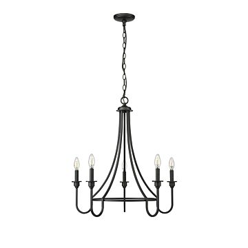 Artemis Five Light Chandelier in Matte Black by Millennium