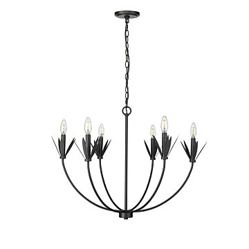 Primrose Six Light Chandelier in Matte Black by Millennium