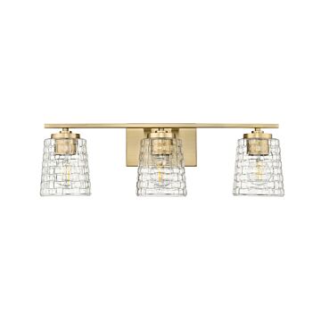 Saben Three Light Vanity in Vintage Brass by Millennium