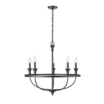 Emery Five Light Chandelier in Matte Black by Millennium