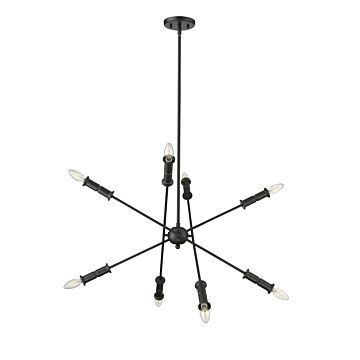 Potiss Eight Light Chandelier in Matte Black by Millennium