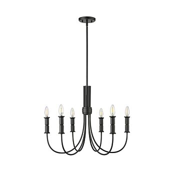 Potiss Six Light Chandelier in Matte Black by Millennium