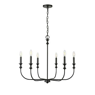 Savanne Six Light Chandelier in Matte Black by Millennium