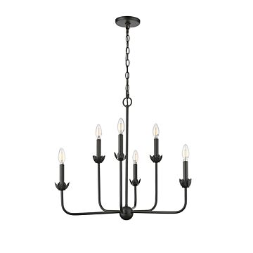 Freesia Six Light Chandelier in Matte Black by Millennium
