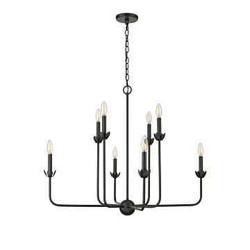 Freesia Eight Light Chandelier in Matte Black by Millennium