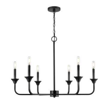 Herring Six Light Chandelier in Matte Black by Millennium