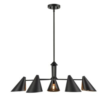 Warhol Five Light Chandelier in Matte Black by Millennium