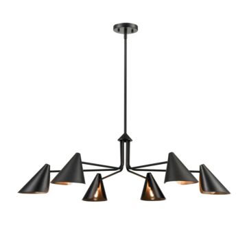 Warhol Six Light Chandelier in Matte Black by Millennium