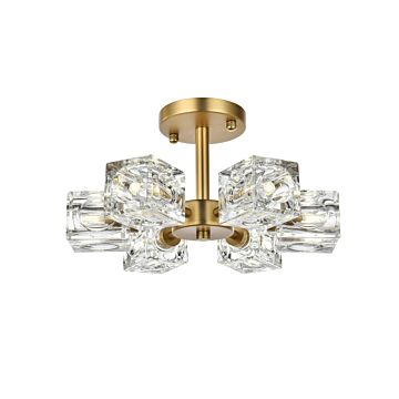 Lyra 6-Light Flush Mount in Satin Gold