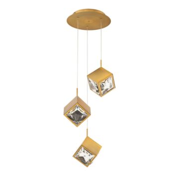 Ice Cube LED Chandelier in Aged Brass by W.A.C. Lighting