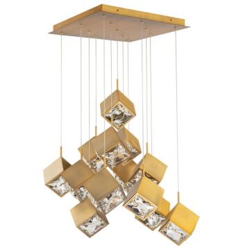 Ice Cube LED Chandelier in Aged Brass by W.A.C. Lighting