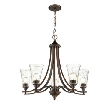 Natalie Five Light Chandelier in Rubbed Bronze by Millennium