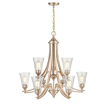 Natalie Nine Light Chandelier in Modern Gold by Millennium