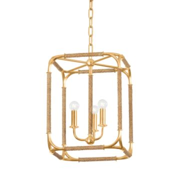 Laurenceston Three Light Lantern in Gold Leaf by Hudson Valley