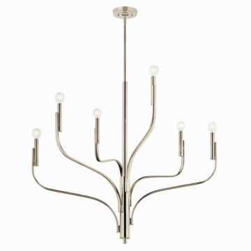 Livadia Six Light Chandelier in Polished Nickel by Kichler