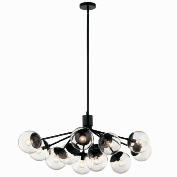 Silvarious 12 Light Linear Chandelier Convertible in Black by Kichler