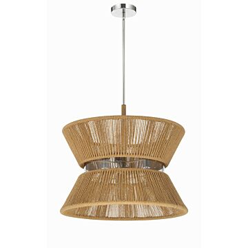 Serena Six Light Pendant in Chrome Walnut by Craftmade