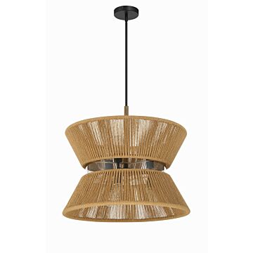 Serena Six Light Pendant in Flat Black Walnut by Craftmade