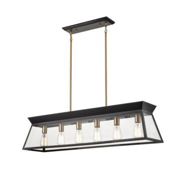 Lucian  Island Chandelier in Black and Brushed Brass by Artcraft