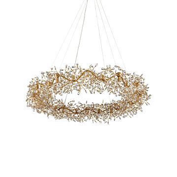 Crystal Bud  Chandelier in Clear Brass by Currey and Company