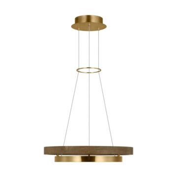 Grace LED Chandelier in Natural Brass  Weathered Oak by Visual Comfort Modern