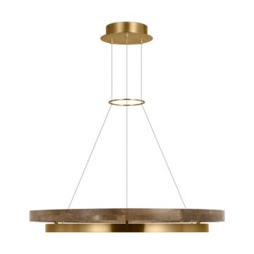 Grace LED Chandelier in Natural Brass  Weathered Oak by Visual Comfort Modern