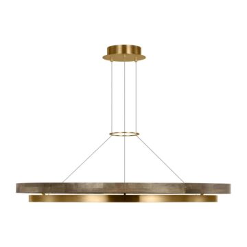 Grace LED Chandelier in Natural Brass  Weathered Oak by Visual Comfort Modern