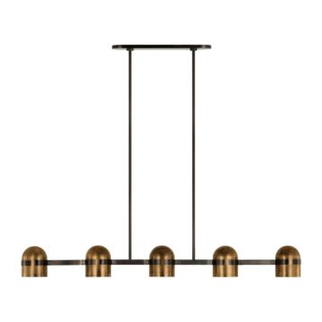 Octavia LED Linear Chandelier in Blackened Bronze Bright Worn Brass by Visual Comfort Modern