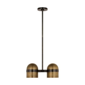 Octavia LED Pendant in Blackened Bronze Bright Worn Brass by Visual Comfort Modern