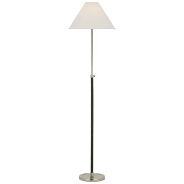 Basden LED Floor Lamp in Polished Nickel and Black Rattan by Visual Comfort Signature