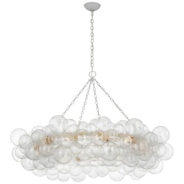 Talia LED Chandelier in Plaster White and Clear Swirled Glass by Visual Comfort Signature