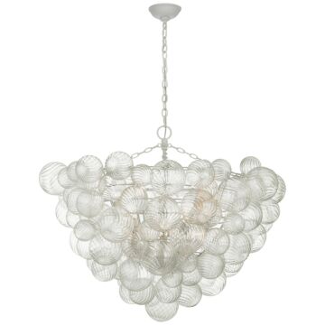 Talia LED Chandelier in Plaster White and Clear Swirled Glass by Visual Comfort Signature