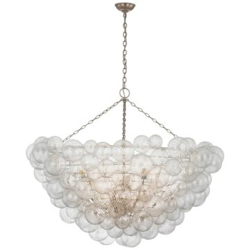 Talia LED Chandelier in Burnished Silver Leaf and Clear Swirled Glass by Visual Comfort Signature