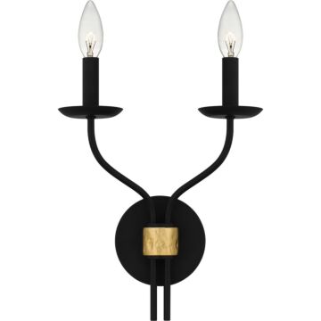 Margaret Two Light Wall Sconce in Matte Black by Quoizel