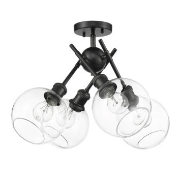 Axel BLK Four Light Semi Flush Mount in Matte Black by Golden