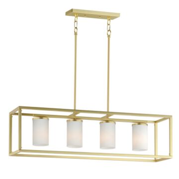 Lateral Four Light Linear Pendant in Satin Brass by Maxim