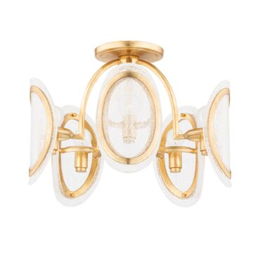 Danes Five Light Semi Flush Mount in Vintage Gold Leaf by Hudson Valley