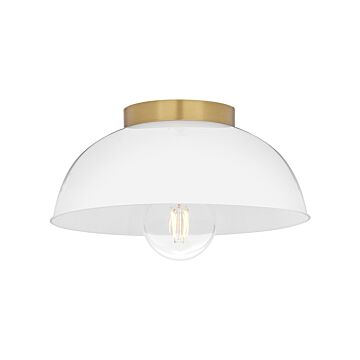 Stu LED Flush Mount in Lacquered Brass by Lark
