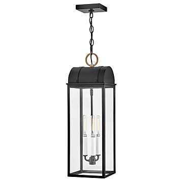 Campbell LED Hanging Lantern in Black by Hinkley