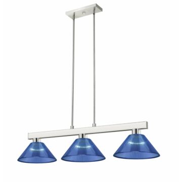 Z-Lite Cobalt 3-Light Linear Pendant Light In Brushed Nickel