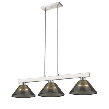 Z-Lite Players 3-Light Linear Pendant Light In Brushed Nickel