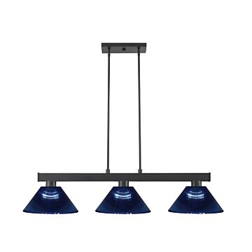 Z-Lite Cobalt 3-Light Linear Pendant Light In Matte Black