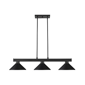 Z-Lite Cobalt 3-Light Linear Pendant Light In Matte Black