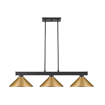 Z-Lite Cobalt 3-Light Linear Pendant Light In Matte Black