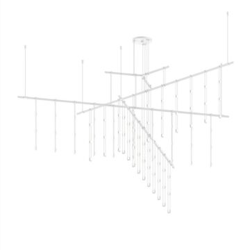  Tri Bar  Crystal Ladder Light Luminaires in Satin White by Sonneman