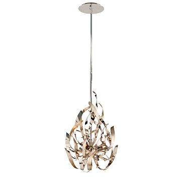 Corbett Graffiti 3 Light Pendant Light in Silver Leaf Polished Stainless