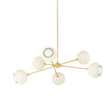 Saylor  Chandelier in Aged Brass Soft Cream by Mitzi